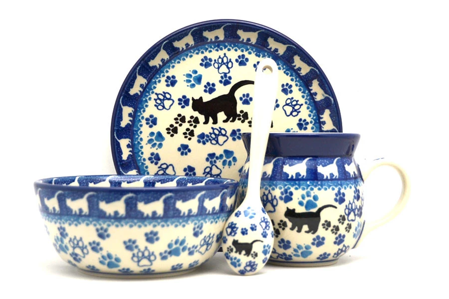 Polish Pottery 4-pc. Little Ones Set - Boo Boo Kitty