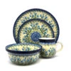 Polish Pottery 4-pc. Place Setting With Standard Bowl - Blue Bells -Tableware Promotional Store ceramika artystyczna polish pottery 4 pc place setting with standard bowl blue bells s25 1432a p6736