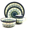 Polish Pottery 4-pc. Place Setting With Standard Bowl - Blue Spring Daisy -Tableware Promotional Store ceramika artystyczna polish pottery 4 pc place setting with standard bowl blue spring daisy s25 614a p7811