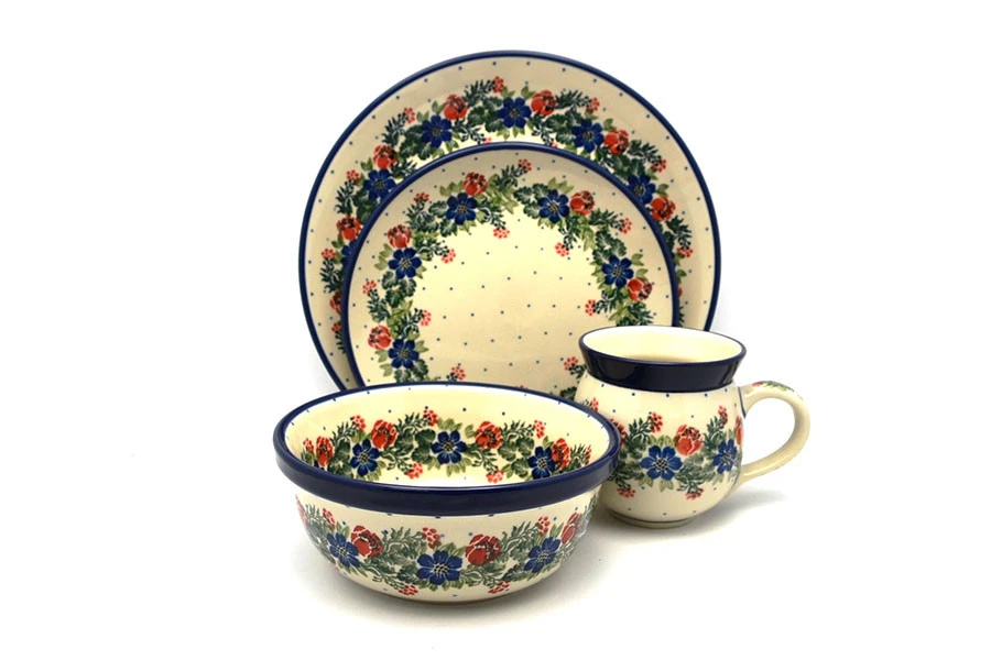 Polish Pottery 4-pc. Place Setting With Standard Bowl - Garden Party