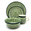 Polish Pottery 4-pc. Place Setting With Standard Bowl - Irish Meadow -Tableware Promotional Store ceramika artystyczna polish pottery 4 pc place setting with standard bowl irish meadow s25 1888q p5773