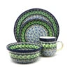 Polish Pottery 4-pc. Place Setting With Standard Bowl - Kiwi -Tableware Promotional Store ceramika artystyczna polish pottery 4 pc place setting with standard bowl kiwi s25 1479a p6737