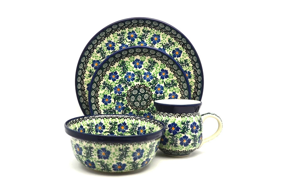 Polish Pottery 4-pc. Place Setting With Standard Bowl - Sweet Violet