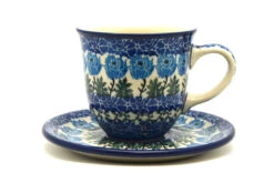 Polish Pottery 8 Oz. Cup & Saucer - Antique Rose