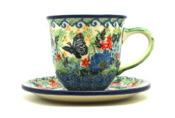 Polish Pottery 8 Oz. Cup & Saucer - Unikat Signature - U4600