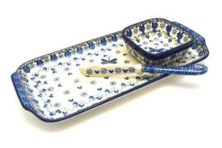Polish Pottery Appetizer Serving Set - Dragonfly