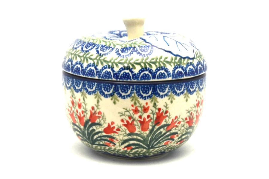 Polish Pottery Apple Baker - Crimson Bells