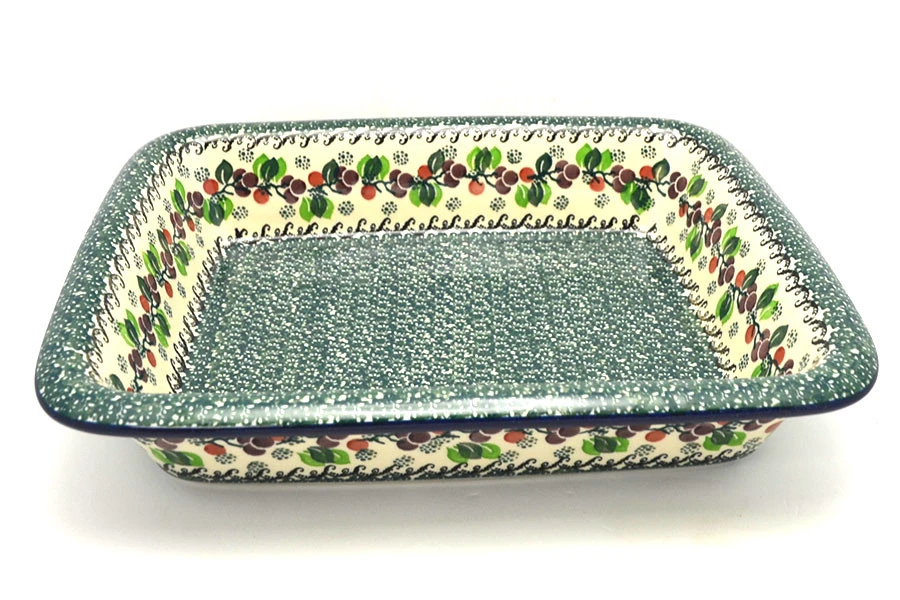 Polish Pottery Baker - Lasagna - Burgundy Berry Green