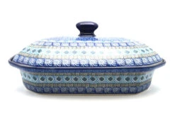 Polish Pottery Baker - Rectangular Covered - Large - Aztec Sky