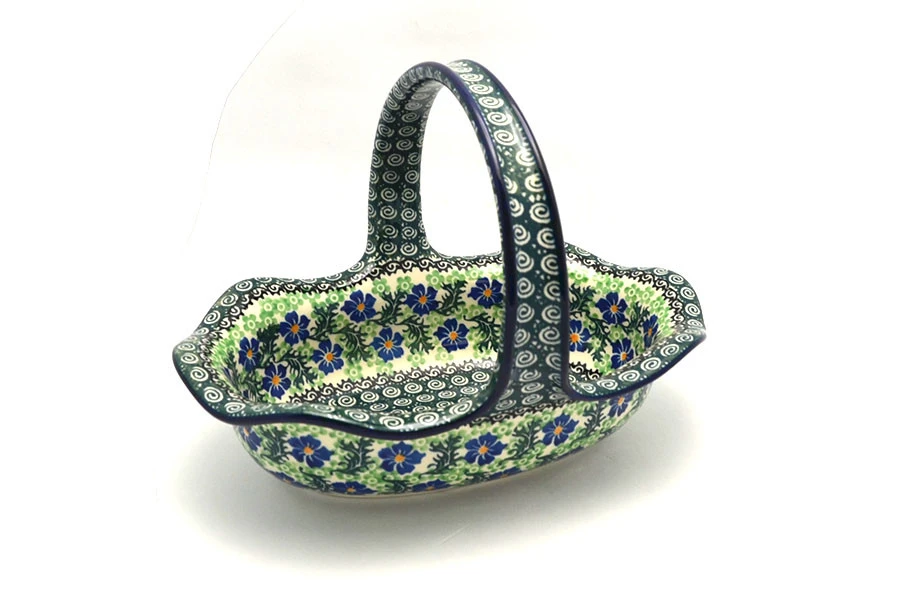 Polish Pottery Basket - Large Oval - Sweet Violet
