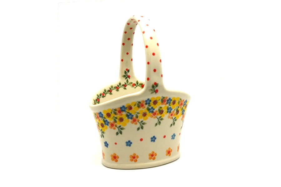 Polish Pottery Basket - Small Hand - Buttercup