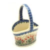 Polish Pottery Basket - Small Hand - Crimson Bells -Tableware Promotional Store ceramika artystyczna polish pottery basket small hand crimson bells a30 1437a p7959