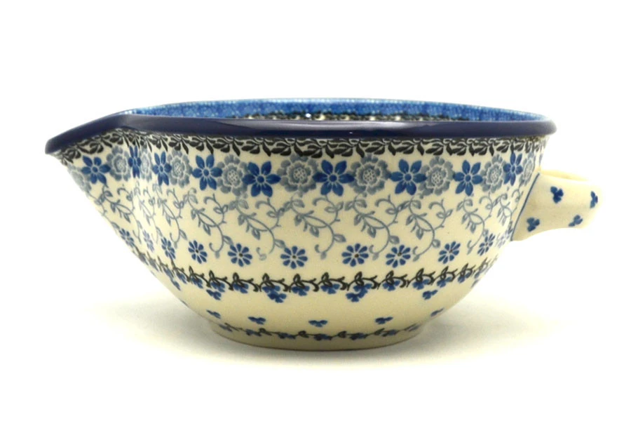 Polish Pottery Batter Bowl - 1 Quart - Silver Lace