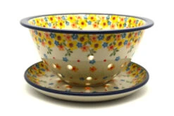 Polish Pottery Berry Bowl With Saucer - Buttercup