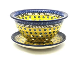 Polish Pottery Berry Bowl With Saucer - Sunburst
