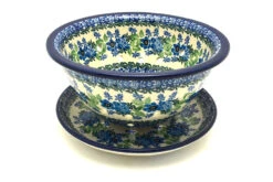 Polish Pottery Berry Bowl With Saucer - Wild Indigo
