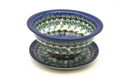 Polish Pottery Berry Bowl With Saucer - Wisteria