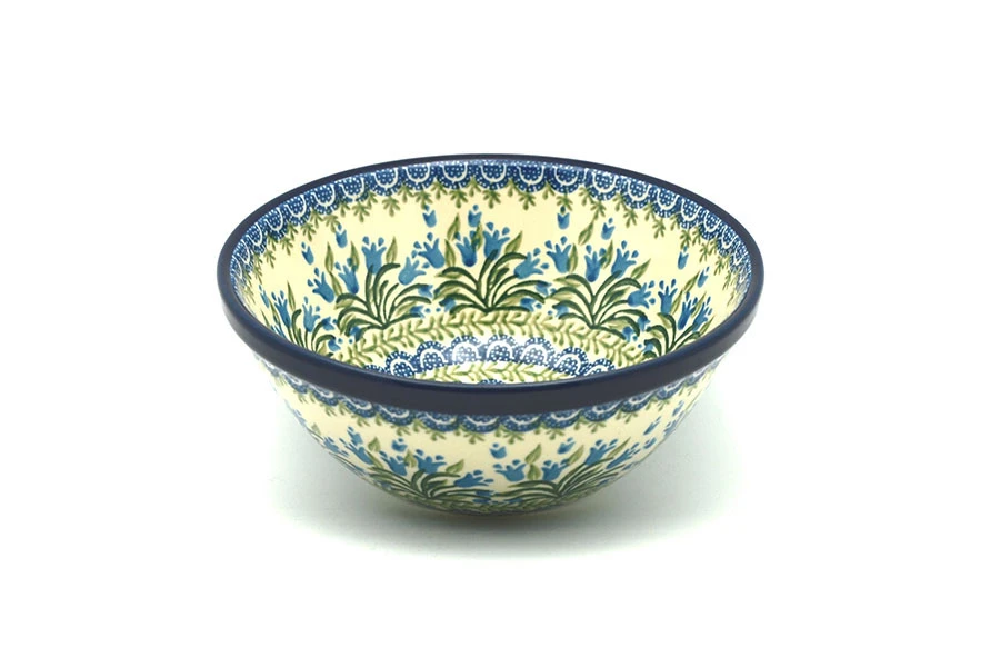Polish Pottery Bowl - Large Nesting (7 1/2") - Blue Bells 3 Polish Pottery Bowl - Large Nesting (7 1/2") - Blue Bells