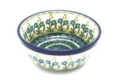 Polish Pottery Bowl - Soup And Salad - Blue Spring Daisy