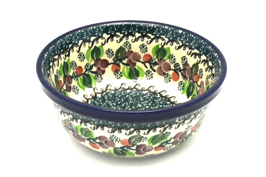 Polish Pottery Bowl - Soup And Salad - Burgundy Berry Green