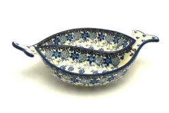 Polish Pottery Bowl - Yin Yang Fish Bowl - Silver Lace