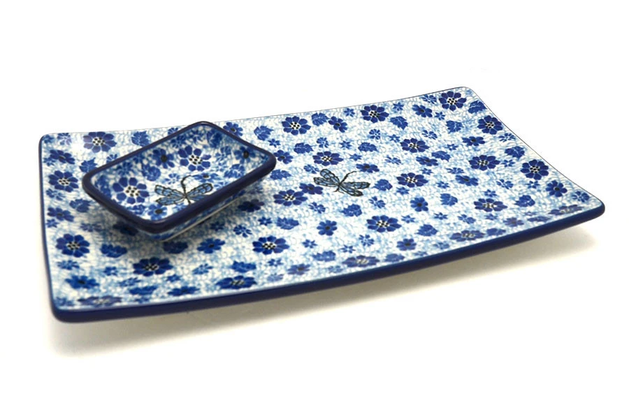 Polish Pottery Bread Dipping Set - Hidden Dragonfly