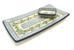 Polish Pottery Bread Dipping Set - Holly Berry
