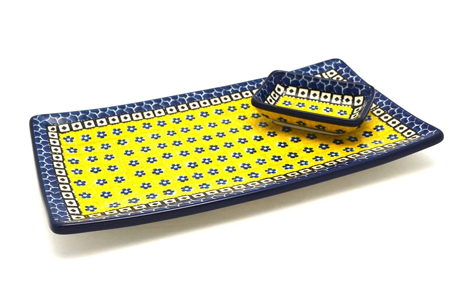 Polish Pottery Bread Dipping Set - Sunburst