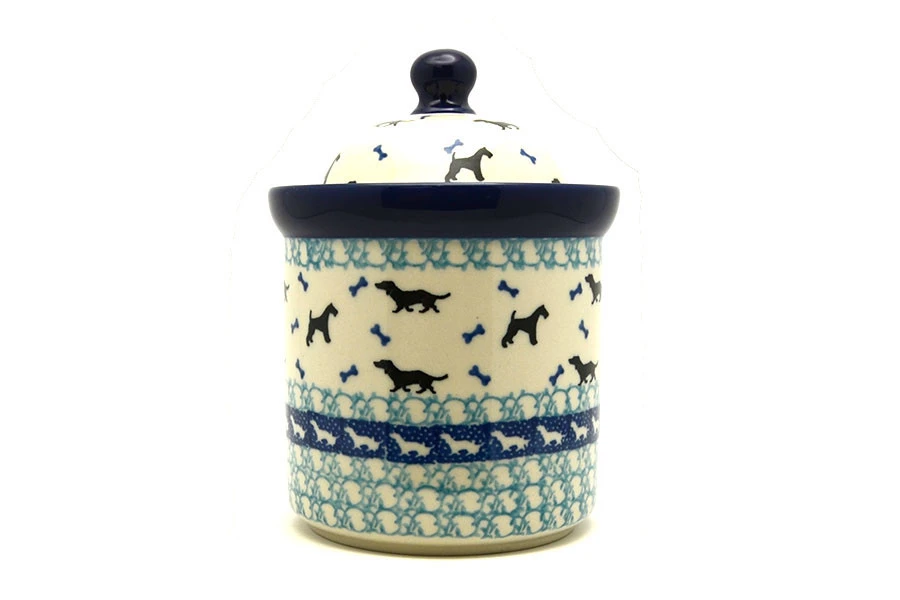 Polish Pottery Cat Treat Canister - 2 Cups - Dog Park