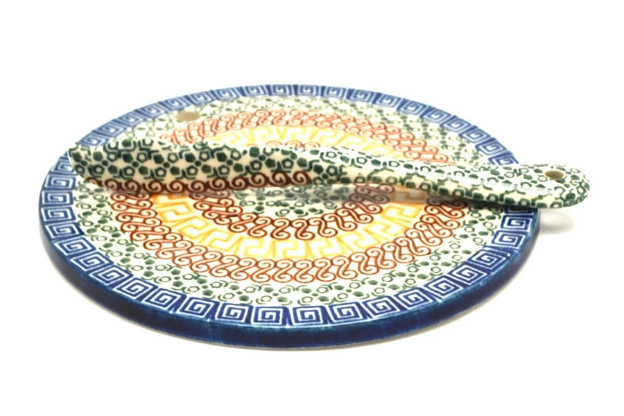 Polish Pottery Cheese Board & Spreader Set - Autumn