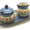 Polish Pottery Cream & Sugar Set - Maraschino -Tableware Promotional Store ceramika artystyczna polish pottery cream sugar set maraschino 422 1916a p1587