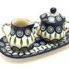 Polish Pottery Cream & Sugar Set - Peacock -Tableware Promotional Store ceramika artystyczna polish pottery cream sugar set peacock 422 054a p2865