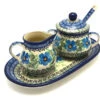 Polish Pottery Cream & Sugar Set With Sugar Spoon - Morning Glory -Tableware Promotional Store ceramika artystyczna polish pottery cream sugar set with sugar spoon morning glory s42 1915a p9134