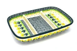 Polish Pottery Dish - Divided Rectangular - Daffodil