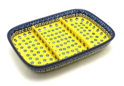 Polish Pottery Dish - Divided Rectangular - Sunburst
