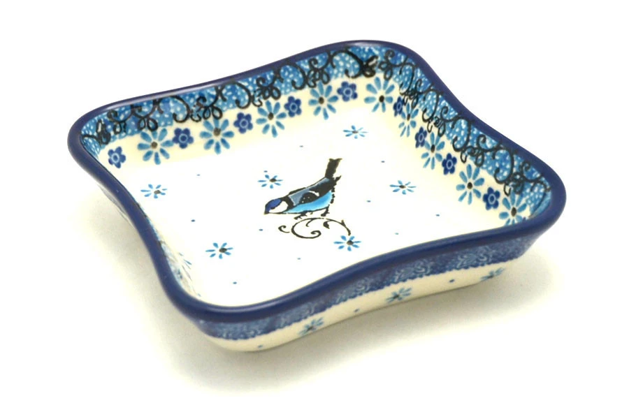 Polish Pottery Fluted Dipping Dish - Bluebird