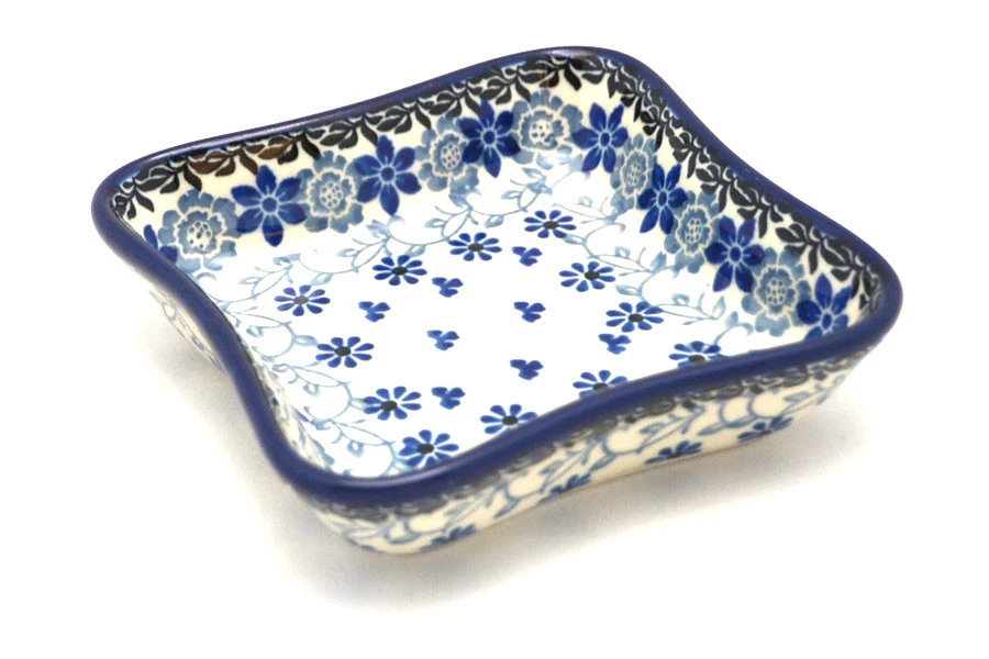 Polish Pottery Fluted Dipping Dish - Silver Lace