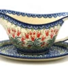 Polish Pottery Gravy Boat - Crimson Bells -Tableware Promotional Store ceramika artystyczna polish pottery gravy boat crimson bells 239 1437a p7113