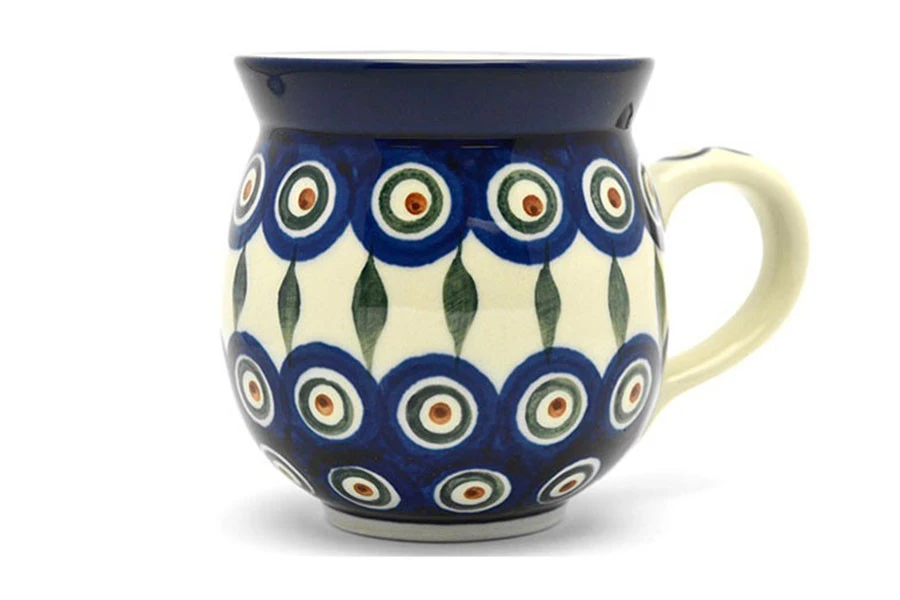 Polish Pottery Mug - 11 Oz. Bubble - Peacock