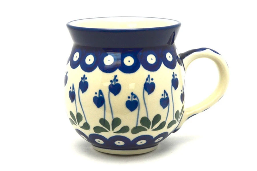 Polish Pottery Mug - 15 Oz. Bubble - Bleeding Heart
