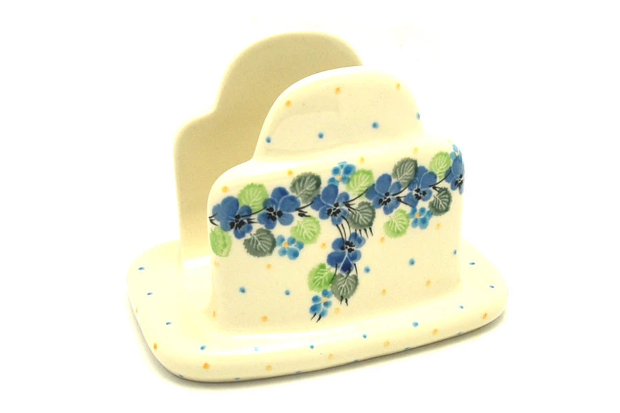 Polish Pottery Napkin Holder - Spring Viola