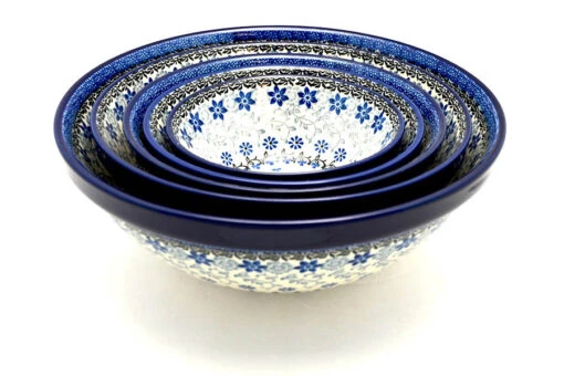 Polish Pottery Nesting Bowl Set - Silver Lace 5 Polish Pottery Nesting Bowl Set - Silver Lace -Tableware Promotional Store ceramika artystyczna polish pottery nesting bowl set silver lace s05 2158a p9682