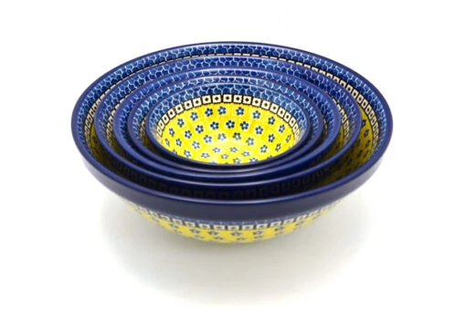 Polish Pottery Nesting Bowl Set - Sunburst 2 Polish Pottery Nesting Bowl Set - Sunburst -Tableware Promotional Store ceramika artystyczna polish pottery nesting bowl set sunburst s05 859a p6734