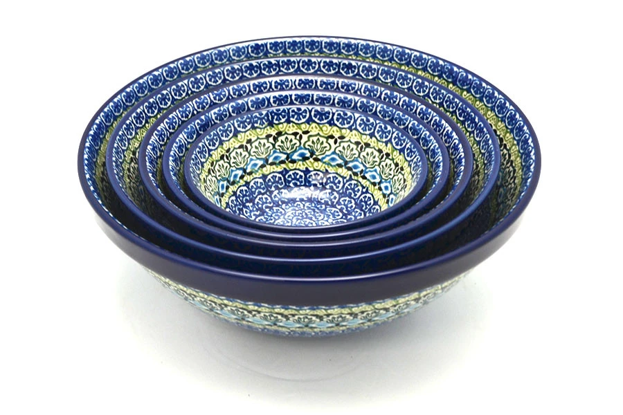 Polish Pottery Nesting Bowl Set - Tranquility 3 Polish Pottery Nesting Bowl Set - Tranquility