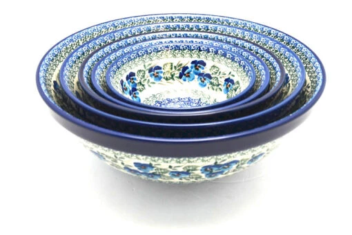 Polish Pottery Nesting Bowl Set - Winter Viola 8 Polish Pottery Nesting Bowl Set - Winter Viola -Tableware Promotional Store ceramika artystyczna polish pottery nesting bowl set winter viola s05 2273a p9683