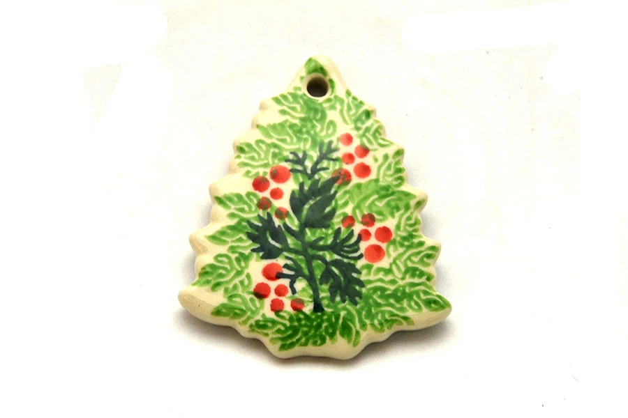 Polish Pottery Ornament - Christmas Tree - Holly Berry