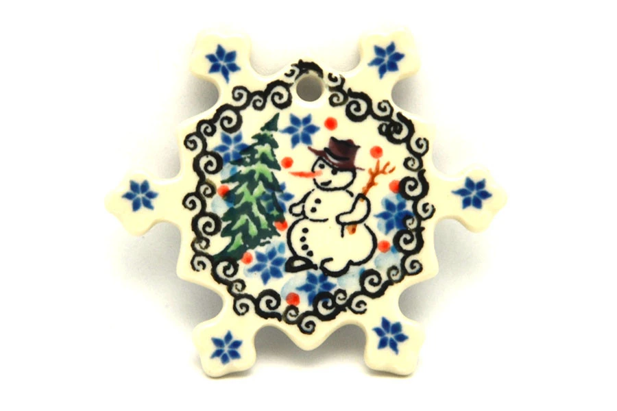 Polish Pottery Ornament - Snowflake - Unikat Signature - U4661 3 Polish Pottery Ornament - Snowflake - Unikat Signature - U4661