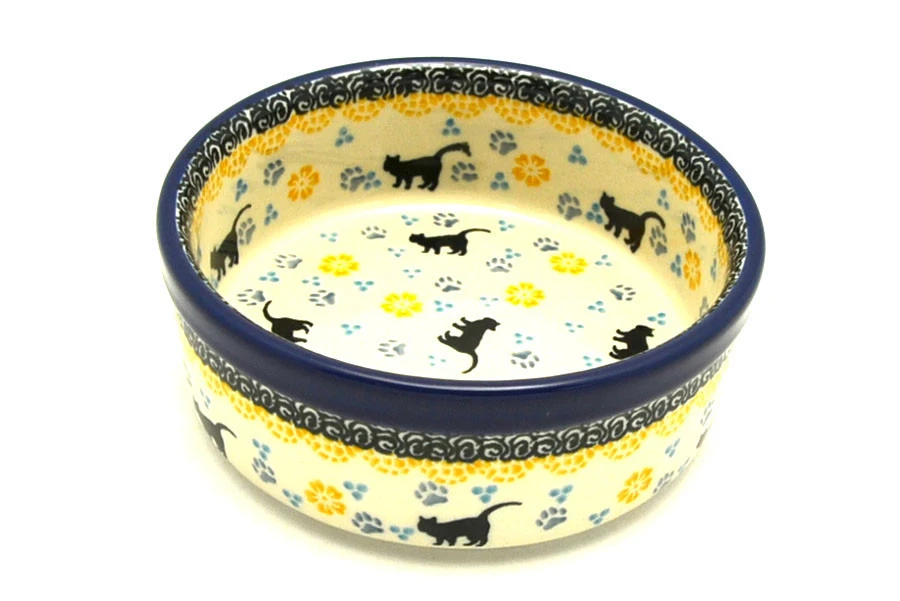 Polish Pottery Pet Dish - 10 Oz. - Purr-snickety
