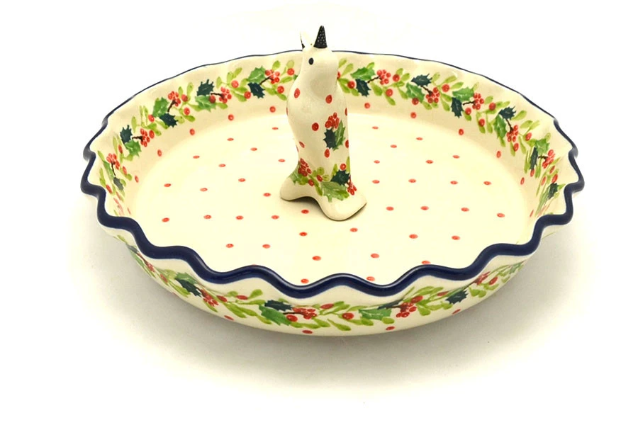 Polish Pottery Pie Set - Christmas Holly