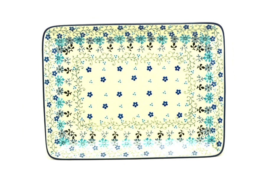 Polish Pottery Plate - Rectangular - Bachelor Button